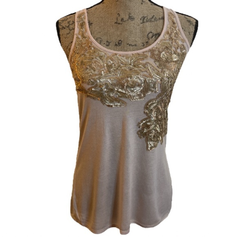 Express Pink/Gold Sequins Tank Top